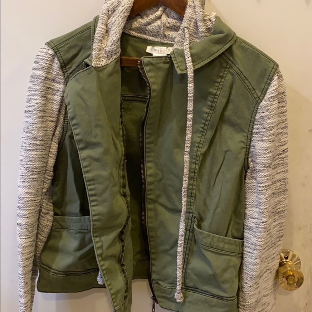 Green hood jacket